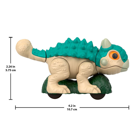 Fisher-Price Imaginext Jurassic World Ankylosaurus Dinosaur Toy With Wheels & Wiggling Motion