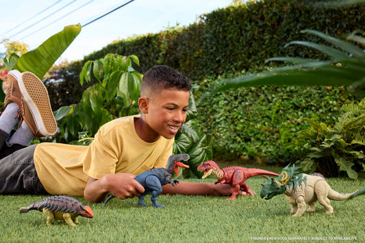 Jurassic World Rebirth Wild Roar Utahraptor Dinosaur Toy, Tail Controlled Attack Chomp & Sound