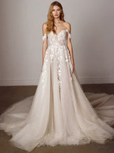Xmsli | French One-Shoulder Lace Light Wedding Dress, Super Fairy Slimming Trailing Bridal Gown for Brides