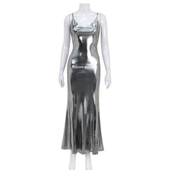 Xmsli | Fishtail Suspender Midi Dress for Women, Slim Fit Elegant Evening Party Wear