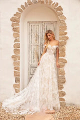 Xmsli | French One-Shoulder Light Wedding Dress for Brides, Simple and Elegant Gown with Feminine Veil