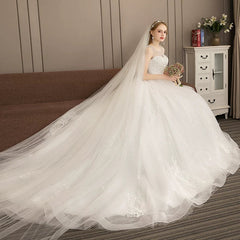 Xmsli | One-Shoulder Starry Sky Bridal Dress with Trailing Design, French Retro Princess Forest Style for Winter Weddings