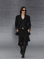 Xmsli | Silk Spliced Fishtail Skirt with Irregular Hem for Women, Retro Style Flowing Elegance