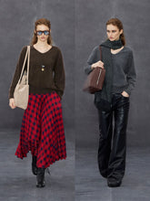 Xmsli | New Arrival V-Neck Loose Fit Pure Wool Knitted Sweater for Women