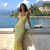 Xmsli | One-Shoulder Printed Backless maxi Dress for Women, Slim Fit Trendy Party Wear