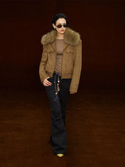 Xmsli | Slim Fit Pleated Bootcut Trousers for Women, Knee-Length Stylish Casual Pants