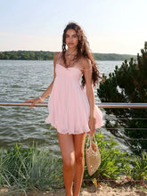 Xmsli | Resort Style Chiffon Tube Top Suspender Dress, Loose Slimming Summer mini Skirt for Hot Girls