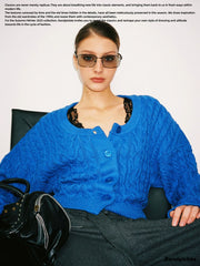Xmsli | New Arrival Touch Series Retro Round Neck Cable Knitted Cardigan for Women