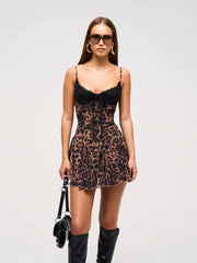 Xmsli | Strappy Low-Cut Backless mini Dress for Women, Slim Fit Sexy Short Party Wear
