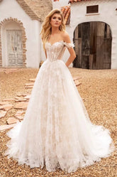Xmsli | French One-Shoulder Light Wedding Dress for Brides, Simple and Elegant Gown with Feminine Veil