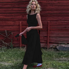 Xmsli | European & American Style Round Neck Sleeveless A-Line Mini Dress for Women - High Waist, Slim Fit, Sexy Backless Design
