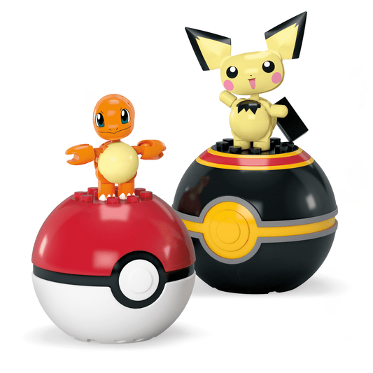 MEGA Pokémon Poké Ball 2-Pack Building Toy Kits With 2 Action Figures (40 Pieces) For Kids