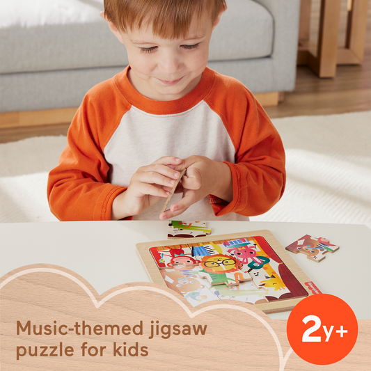 Fisher-Price Wooden Jigsaw Puzzle Music Theme For Toddlers & Preschool Kids, 9 Wood Pieces