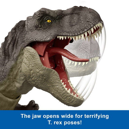 Jurassic World Rebirth Tyrannosaurus Rex Action Figure, Dinosaur Toy, T-Rex Chomp Attack