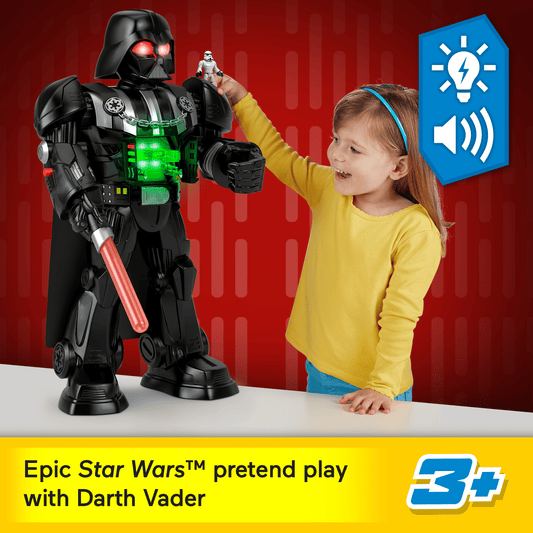 Imaginext Star Wars Darth Vader Bot 2+ Ft Toy, Lights Sounds & Stormtrooper Character Key