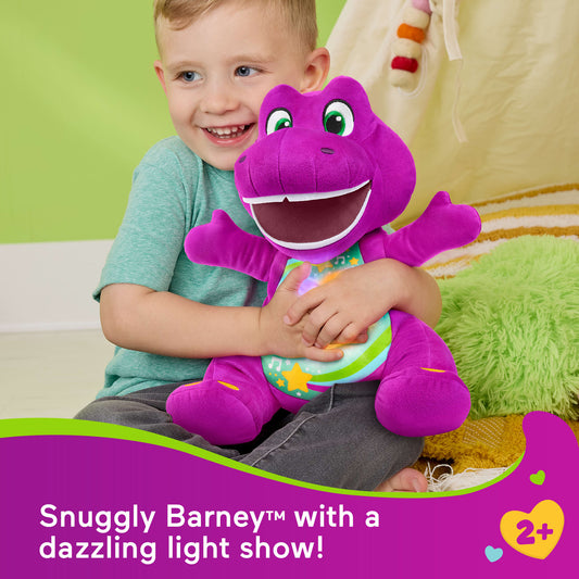 Fisher-Price Barney's World Heart Glow Barney Plush Toy With Music & Lights For Toddlers & Kids