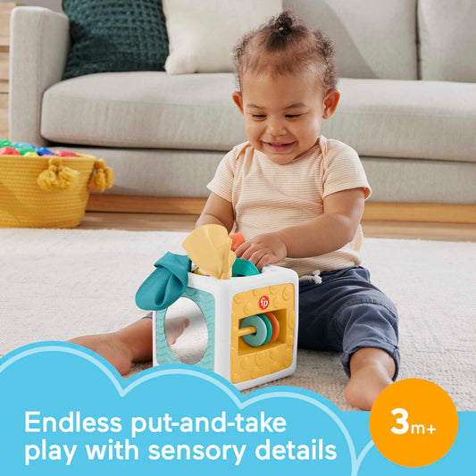 Fisher Price Tissue Fun Activity Cube Baby Sensory Crinkle Toys For Newborns