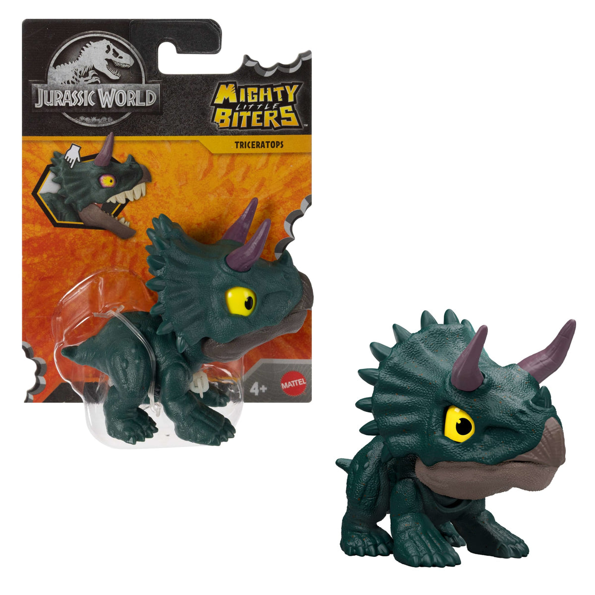 Jurassic World Mighty Little Biters Dinosaur Toy With Bite Action, Eye Change, Collectible Figure