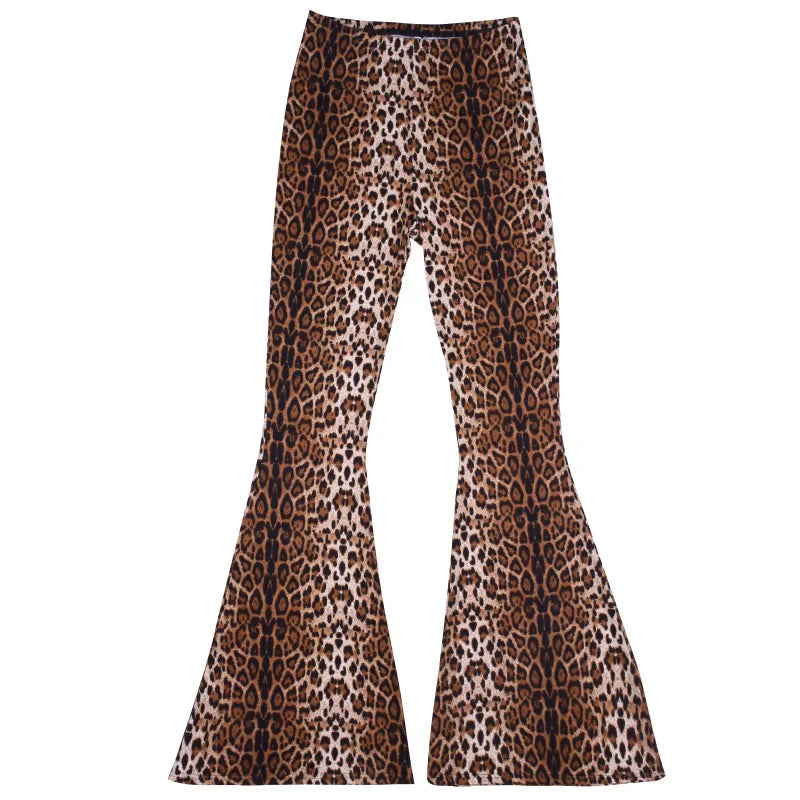 Xmsli | High-Waisted Leopard Print Bell-Bottom Leggings for Women, Slim Fit Sexy Casual Pants