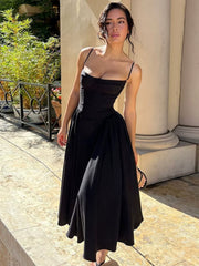 Xmsli | French Style Backless Zip-Up Tube Top Dress for Women, Slim Fit Waist-Hugging Maxi Wear