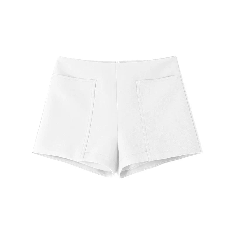 Xmsli | High-Waisted Waistless Suit Shorts for Women, Retro Style Casual Tailored Shorts