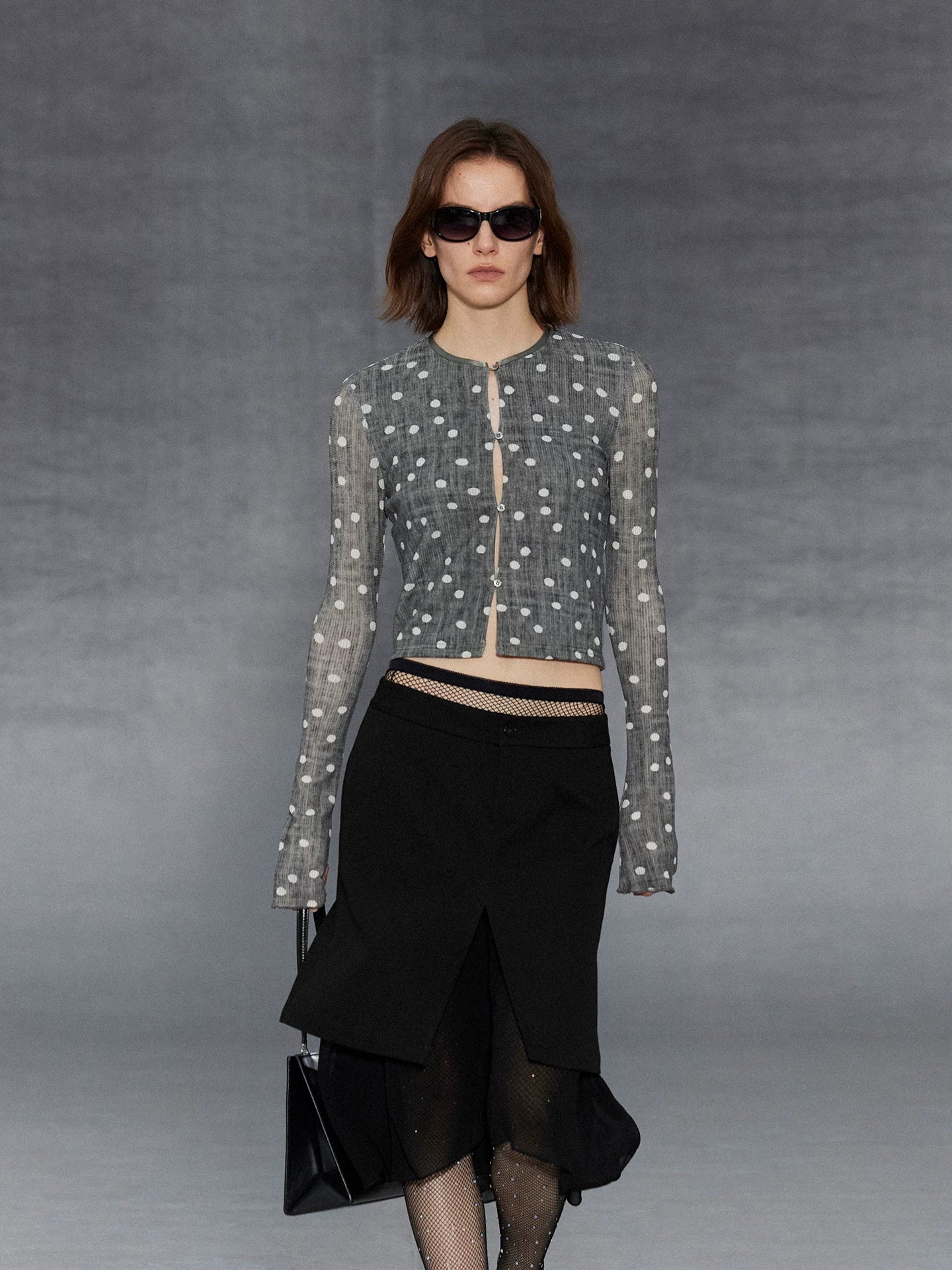 Xmsli | Silk Spliced Fishtail Skirt with Irregular Hem for Women, Retro Style Flowing Elegance