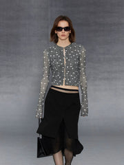Xmsli | Silk Spliced Fishtail Skirt with Irregular Hem for Women, Retro Style Flowing Elegance