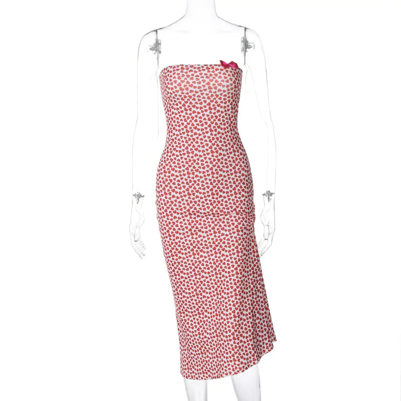 Xmsli | Floral Off-Shoulder Bow-Tie Midi Dress for Women, Slim Fit Elegant Holiday Wear