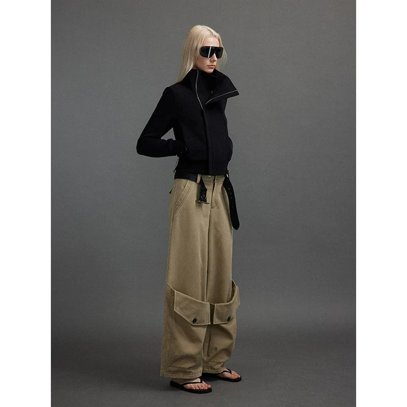 Xmsli | High Stand Collar Zipper Slim Sweatshirt Jacket for Women