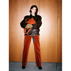 Xmsli | Medium Low-Waist Slim Corduroy Pants for Women, Casual Retro Straight-Leg Trousers