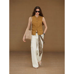 Xmsli | Low-Rise Straight Overalls with Three-Dimensional Pockets for Women, Retro Style Casual Jumpsuit