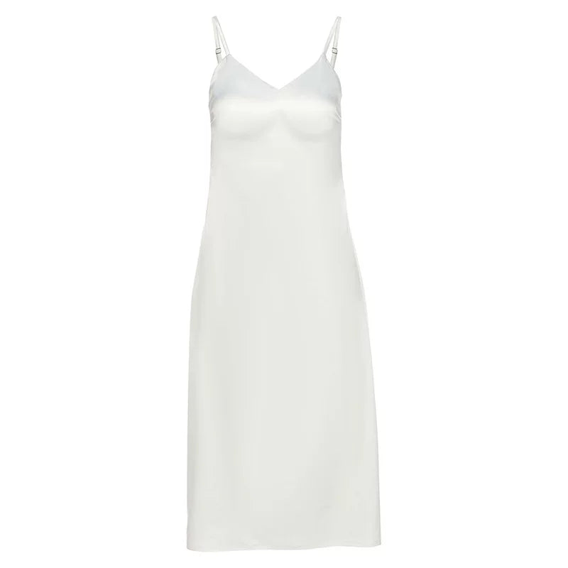 Xmsli | High-Waist Backless Suspender Midi Dress for Women, Slim Fit Elegant Party Wear