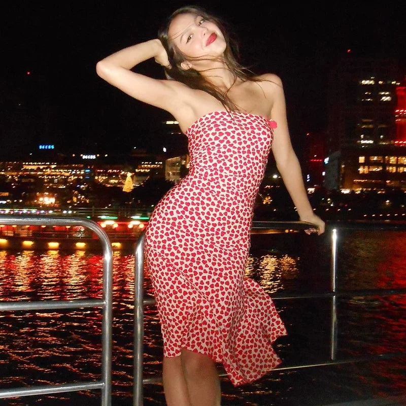 Xmsli | Floral Off-Shoulder Bow-Tie Midi Dress for Women, Slim Fit Elegant Holiday Wear