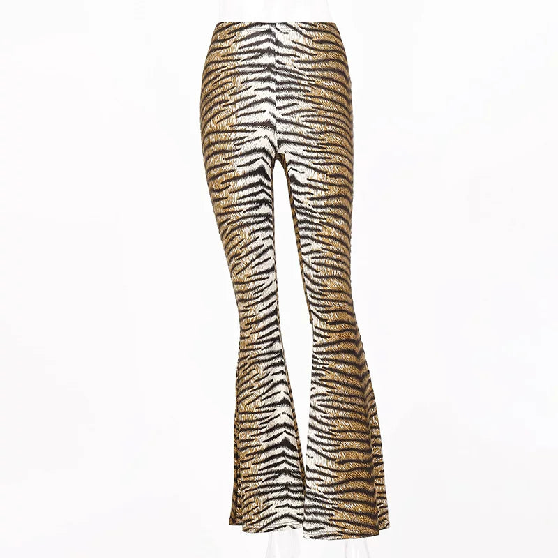 Xmsli | High-Waisted Leopard Print Bell-Bottom Leggings for Women, Slim Fit Sexy Casual Pants