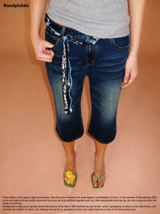 Xmsli | Vintage Washed Blue Bootcut Cropped Jeans for Women, Retro Style Casual Denim Pants