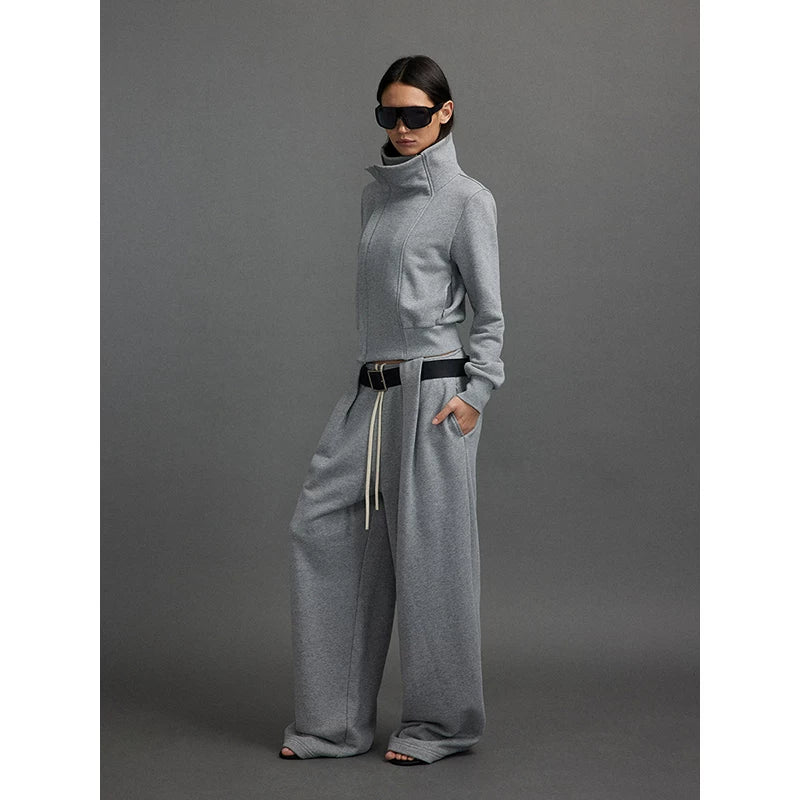 Xmsli | High Stand Collar Zipper Slim Sweatshirt Jacket for Women