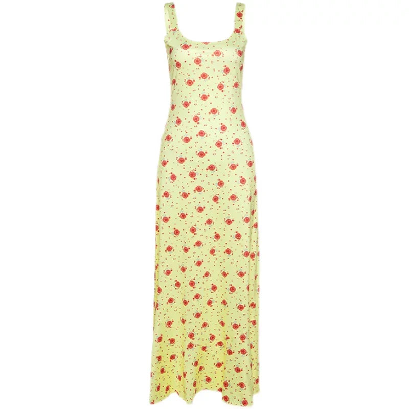 Xmsli | One-Shoulder Printed Backless maxi Dress for Women, Slim Fit Trendy Party Wear