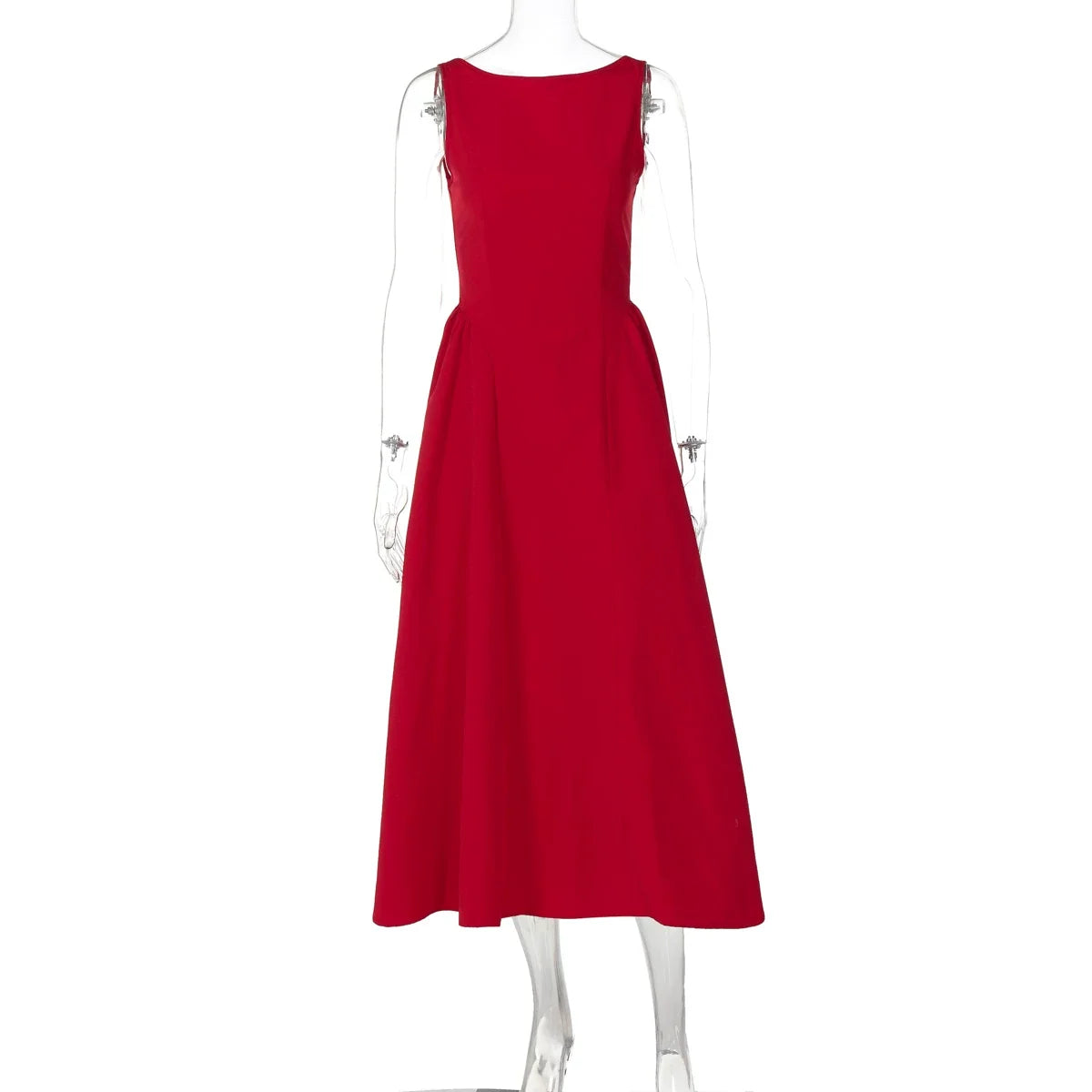 Xmsli | European & American Style Round Neck Sleeveless A-Line Mini Dress for Women - High Waist, Slim Fit, Sexy Backless Design
