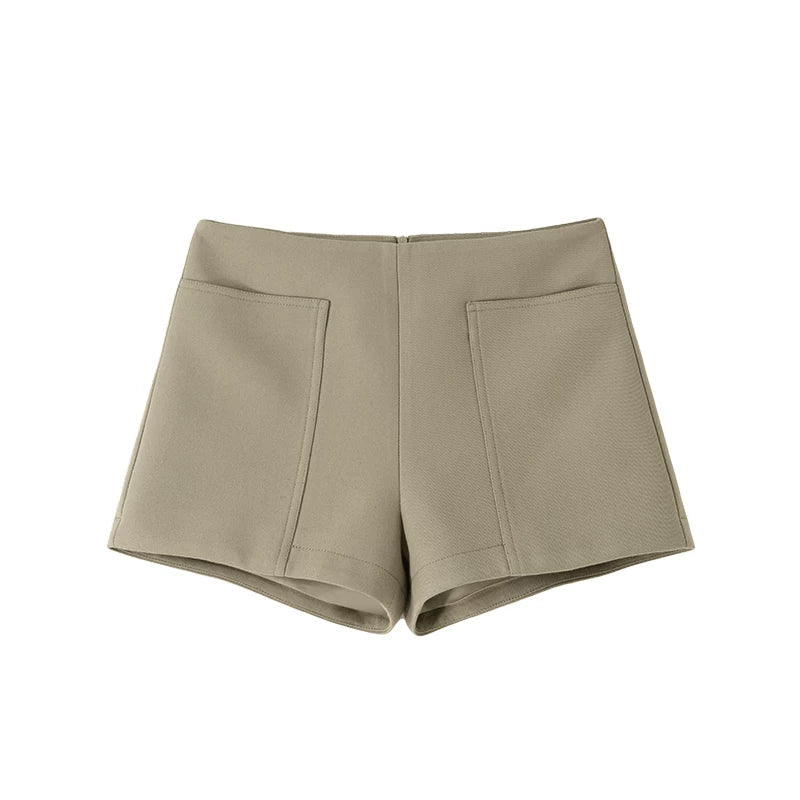 Xmsli | High-Waisted Waistless Suit Shorts for Women, Retro Style Casual Tailored Shorts