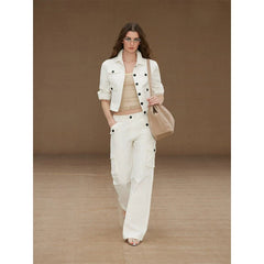Xmsli | Low-Rise Straight Overalls with Three-Dimensional Pockets for Women, Retro Style Casual Jumpsuit