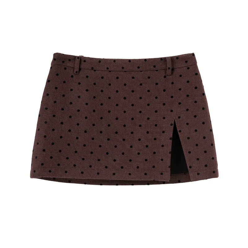 Xmsli | Retro High Slit Woolen Culottes for Women, Vintage Style Casual Wool Skirt