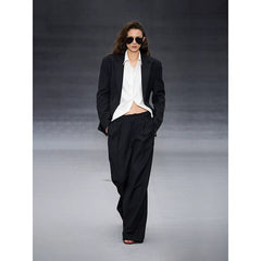 Xmsli | Low-Waisted Pleated Wide-Leg Drape Pants for Women, Slim Fit Casual Chic Trousers