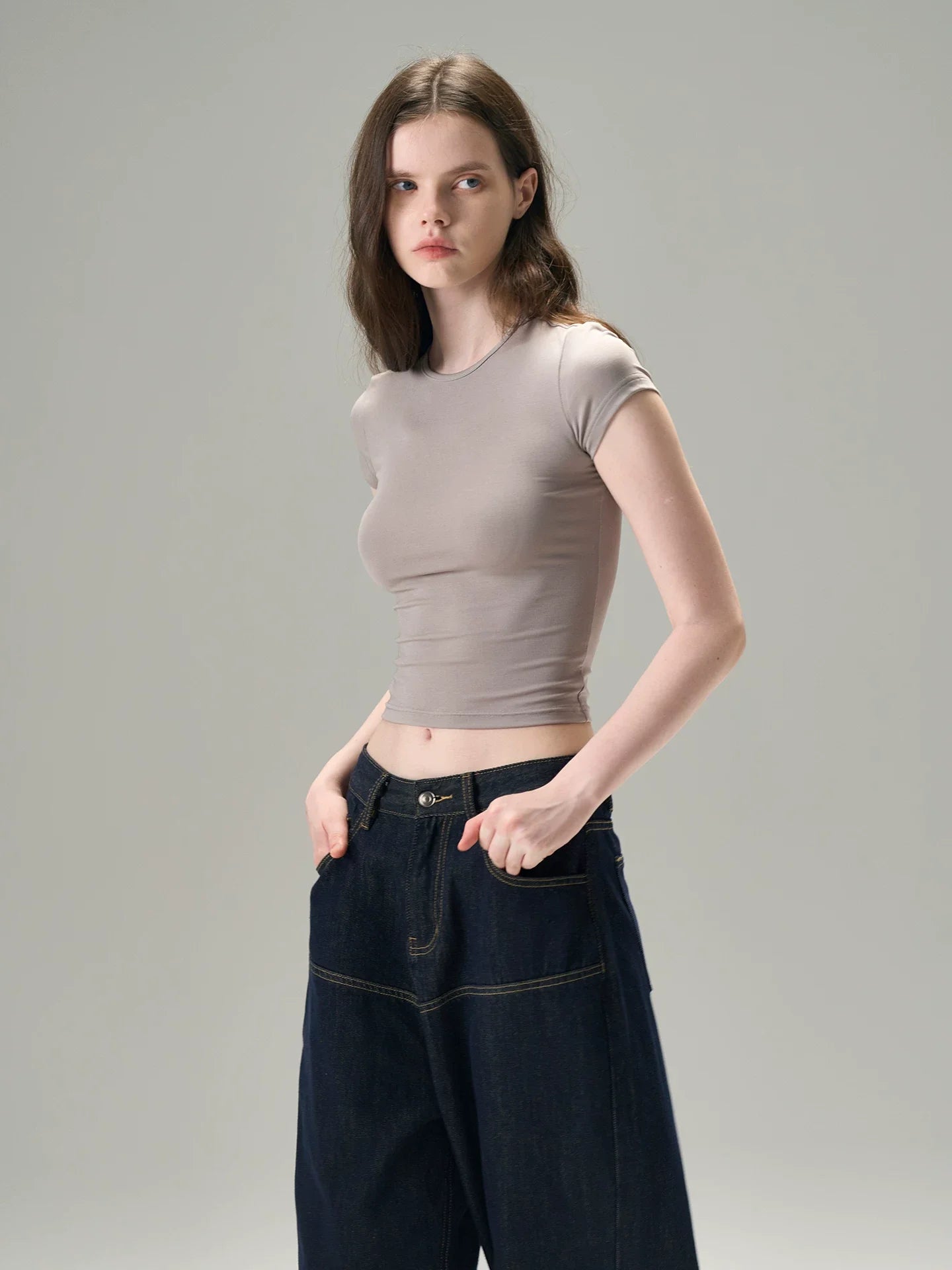 Xmsli | Tencel Purple Slimming Short-Sleeved T-Shirt for Women - Elegant and Comfortable Fit