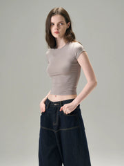 Xmsli | Tencel Purple Slimming Short-Sleeved T-Shirt for Women - Elegant and Comfortable Fit