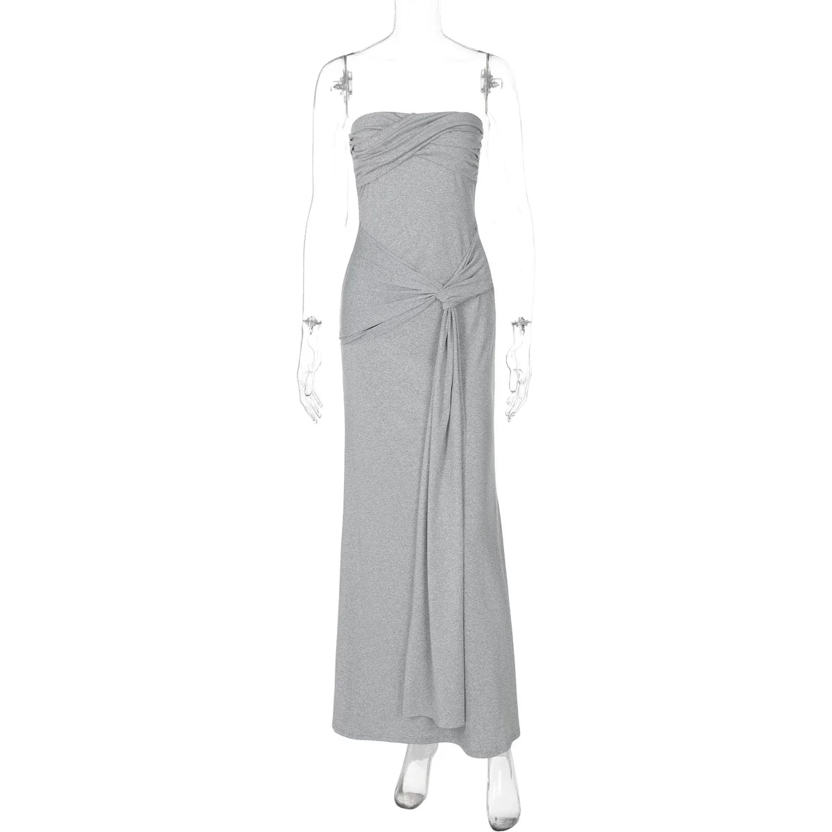 Xmsli | Sexy One-Line Collar Tube Top Dress for Women - Solid Color, Slim Fit, Strap Waist Long Skirt