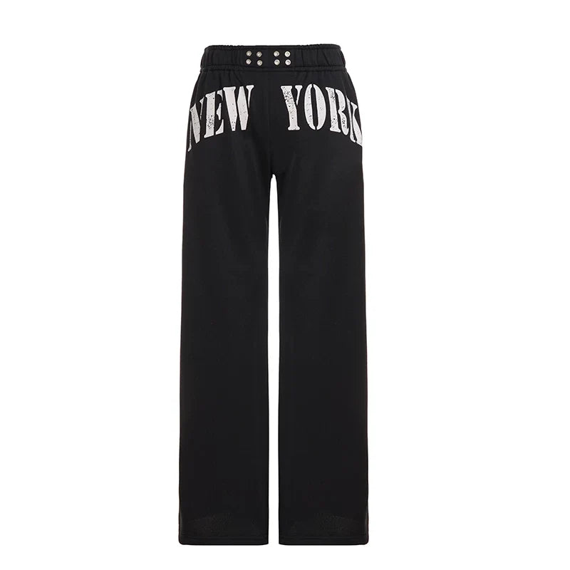 Xmsli | Letter Printed Hooded Sweatshirt & Loose Sweatpants Set for Women, Casual Hip-Hop Sports Suit