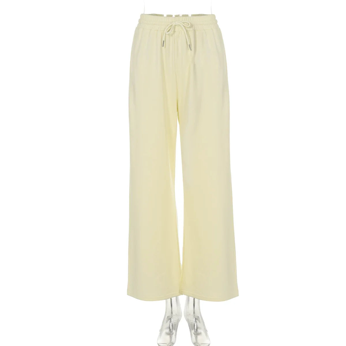 Shemoda Daily Versatile Drawstring Elastic High Waist Straight Loose Casual Trousers Women'S Simple Solid Color Sweatpants