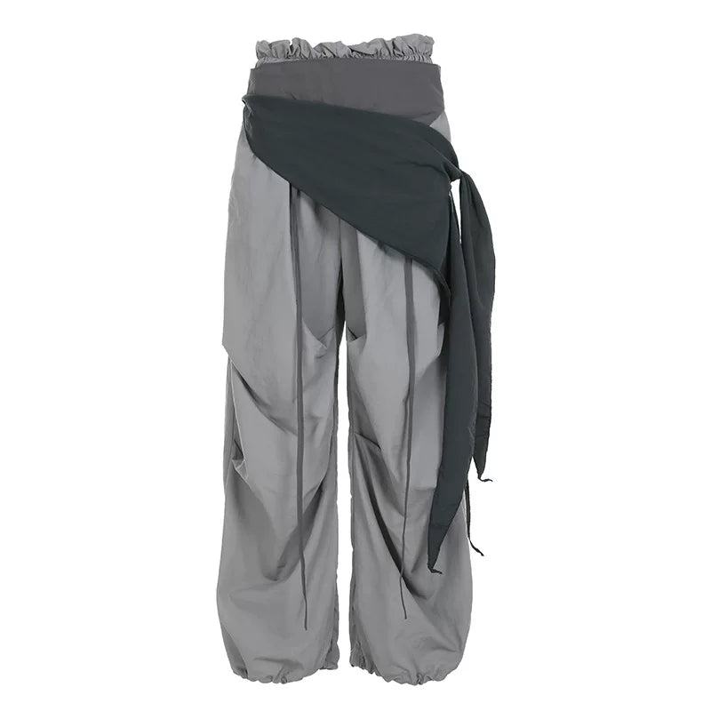 Xmsli | Light Green Wide-Leg Casual Pants with Characteristic Waistband for Women, West Coast High Street Vibe