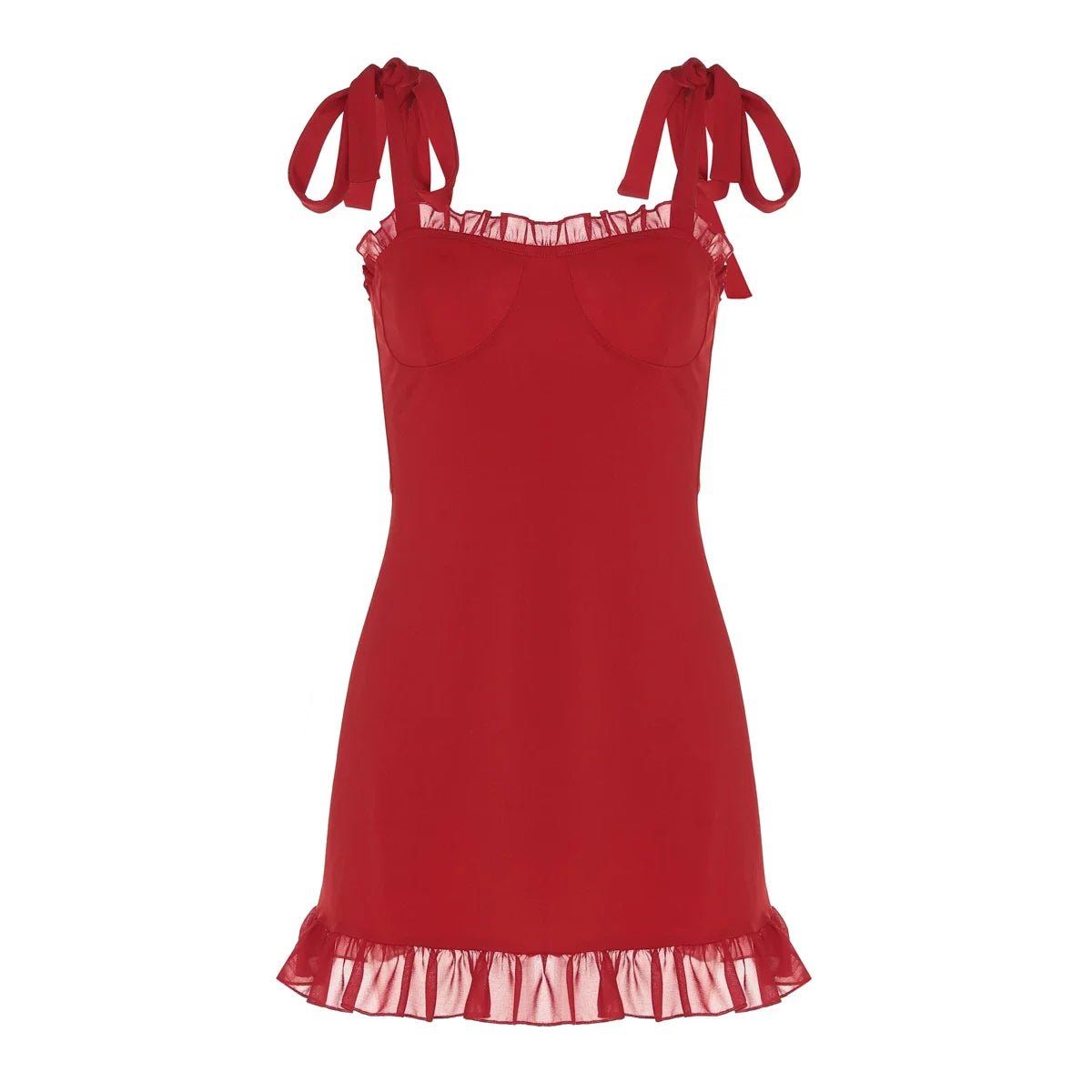 Xmsli | French Retro Solid Color Sexy Slim Fit Suspender Mini Dress with Bow Shoulder Straps - Perfect for Summer Nights