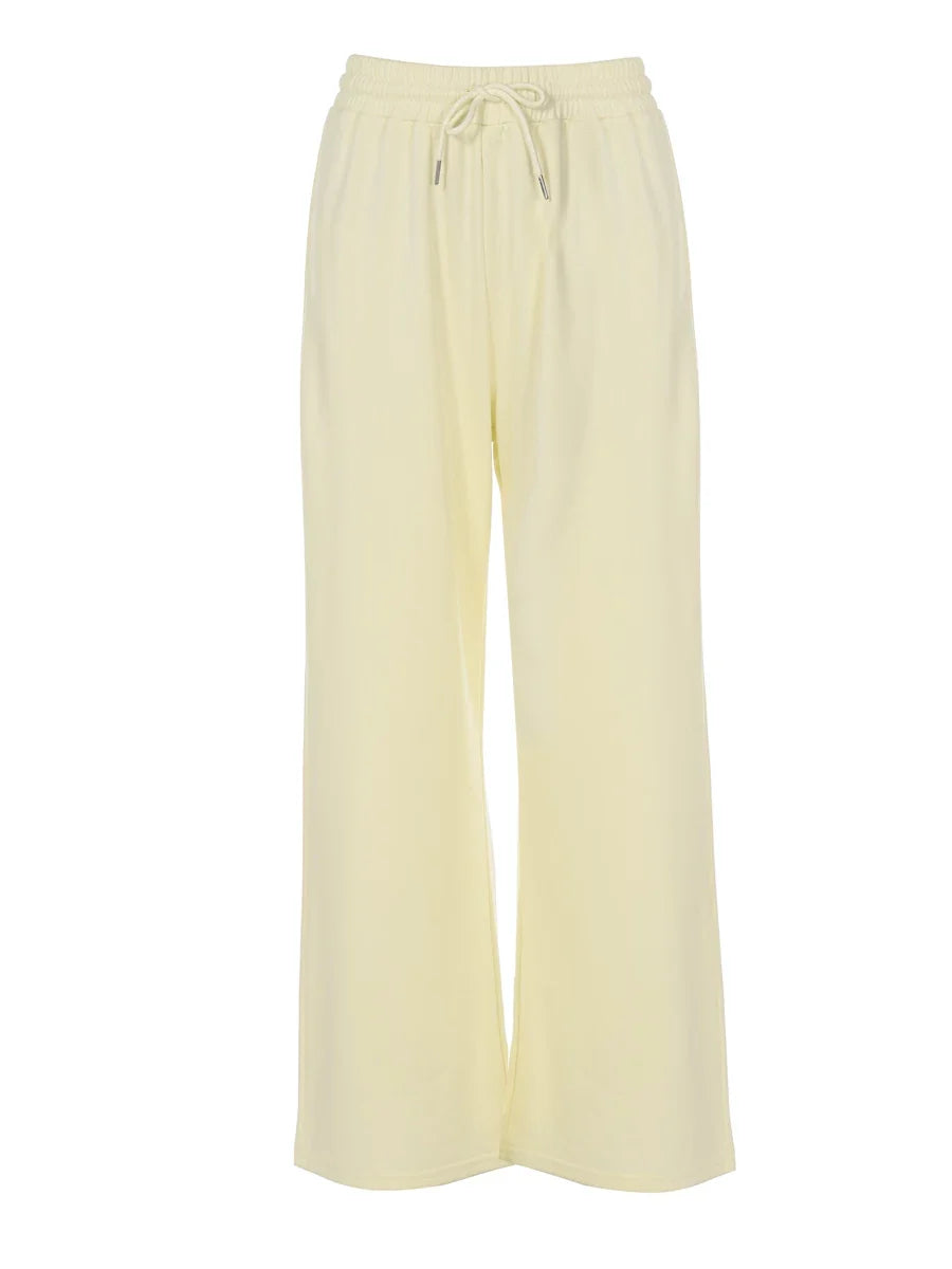 Shemoda Daily Versatile Drawstring Elastic High Waist Straight Loose Casual Trousers Women'S Simple Solid Color Sweatpants